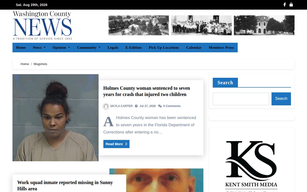 Washington County News weekly arrest-report archive interface